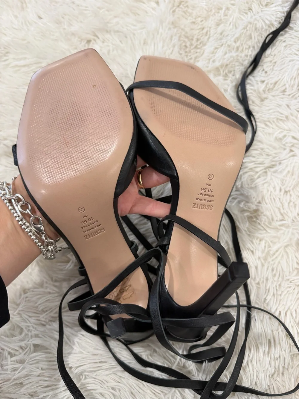 Schutz Bryce Heel Sandals - Size 10.5 - black